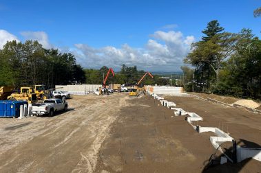 Construction in progress at Boulder Way, a high-end townhouse community located in Manchester, NH.