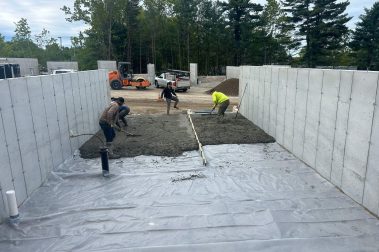 Construction in progress at Boulder Way, a high-end townhouse community located in Manchester, NH.